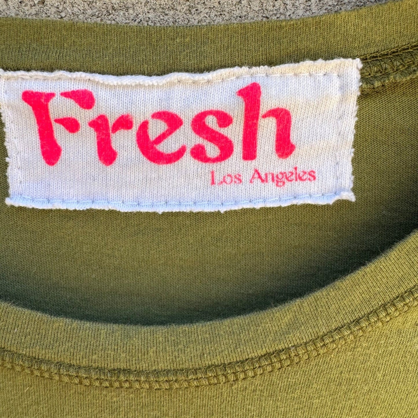 Fresh Los Angeles Y2K Grunge Harajuku Punk Olive Green Kanji Sun Graphic Shirt M
