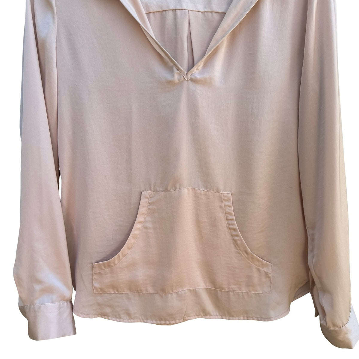 Avec Les Filles Coquette Balletcore Minimalist Pastel Pink Satin Hooded Blouse S
