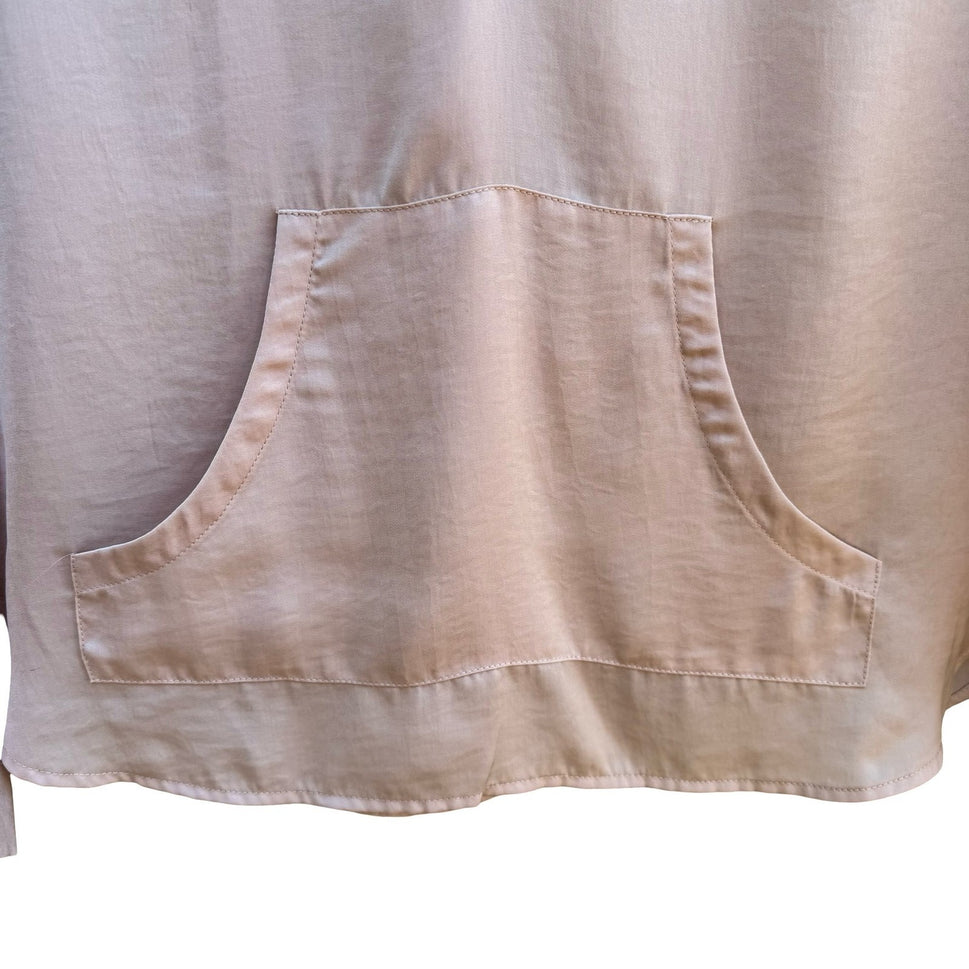 Avec Les Filles Coquette Balletcore Minimalist Pastel Pink Satin Hooded Blouse S