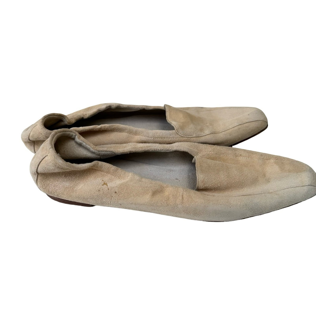Stuart Weitzman Vintage Suede Almond Toe Luxury Minimalist Loafers Tan Womens 11