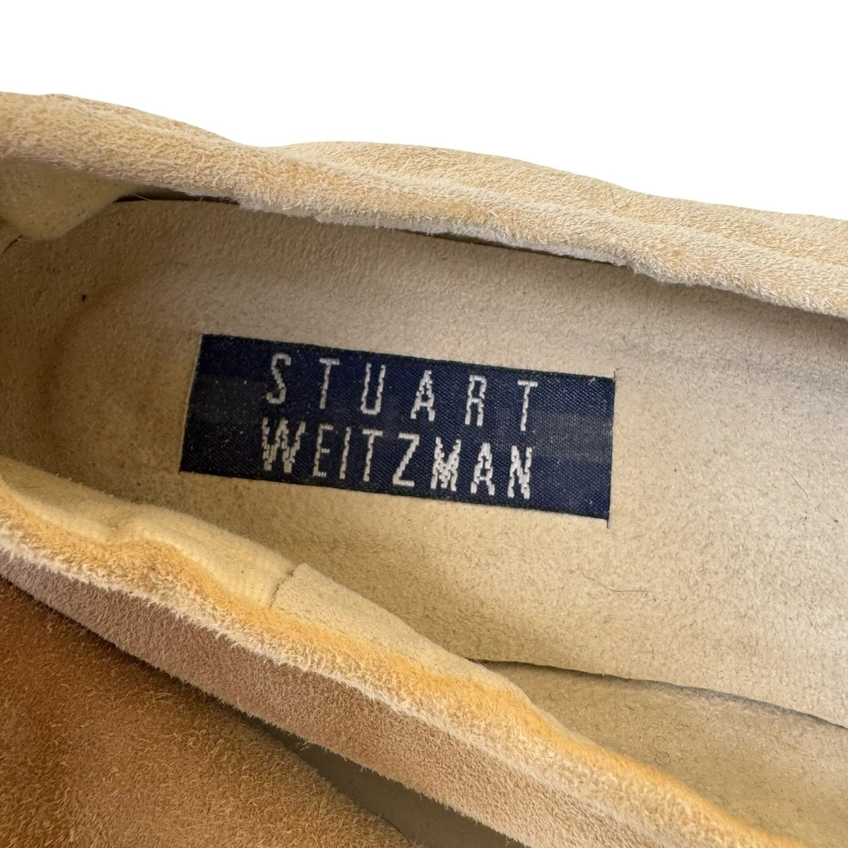 Stuart Weitzman Vintage Suede Almond Toe Luxury Minimalist Loafers Tan Womens 11