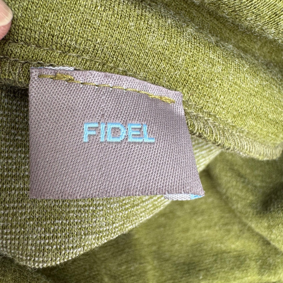 Fidel Y2K Minimalist Layering Cowl Neck Asymmetrical Tulip Hem Knit Dress Olive