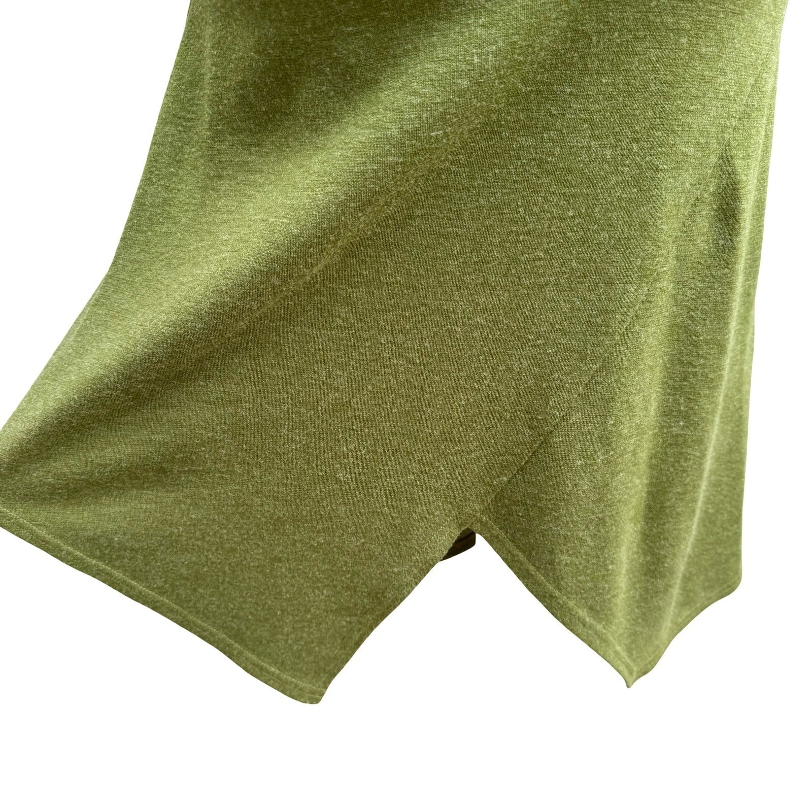 Fidel Y2K Minimalist Layering Cowl Neck Asymmetrical Tulip Hem Knit Dress Olive