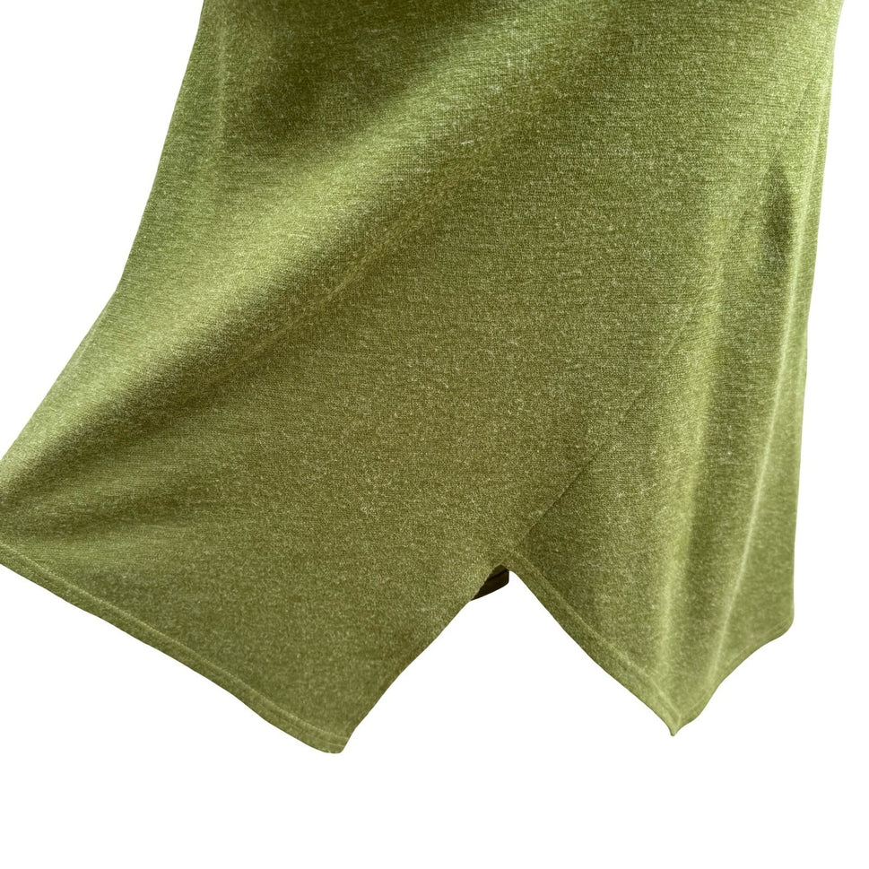 Fidel Y2K Minimalist Layering Cowl Neck Asymmetrical Tulip Hem Knit Dress Olive