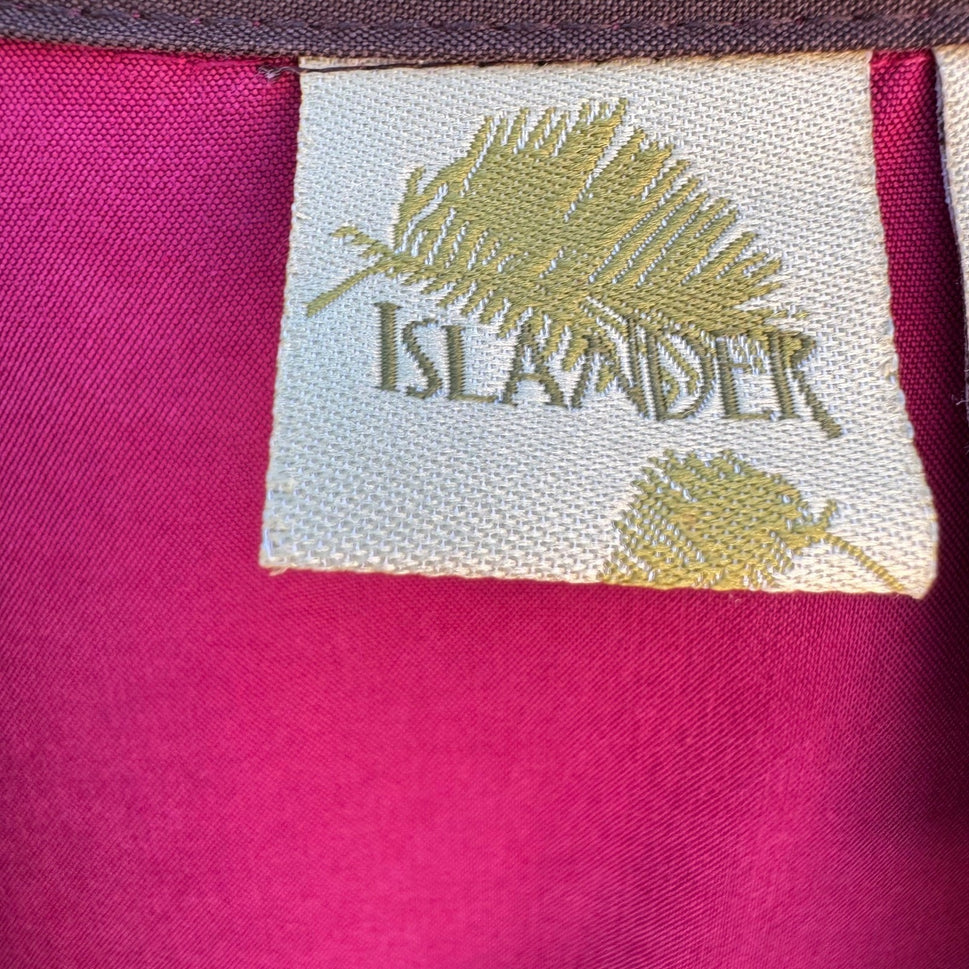 Islander Pink Resort Camp Collar Button Up Blouse 3/4 Sleeve Womens M Resortwear