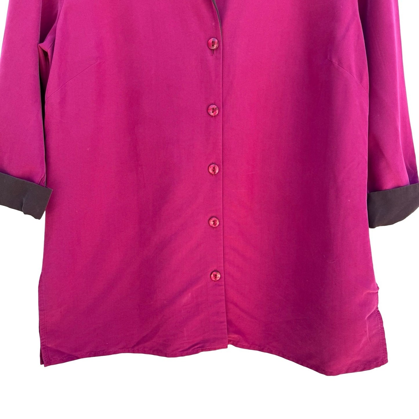 Islander Pink Resort Camp Collar Button Up Blouse 3/4 Sleeve Womens M Resortwear