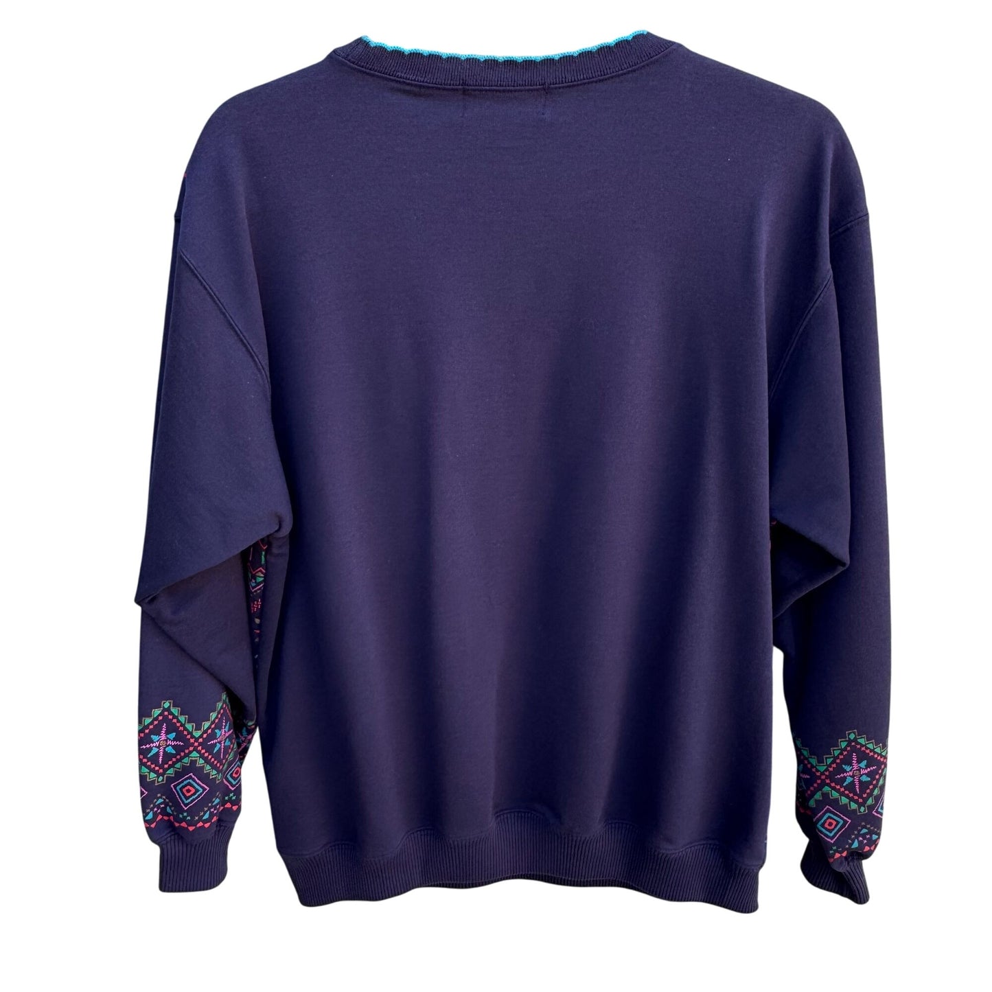 Blast Vintage 80s Cottage Geometric Purple Long Sleeve Pullover Sweatshirt M