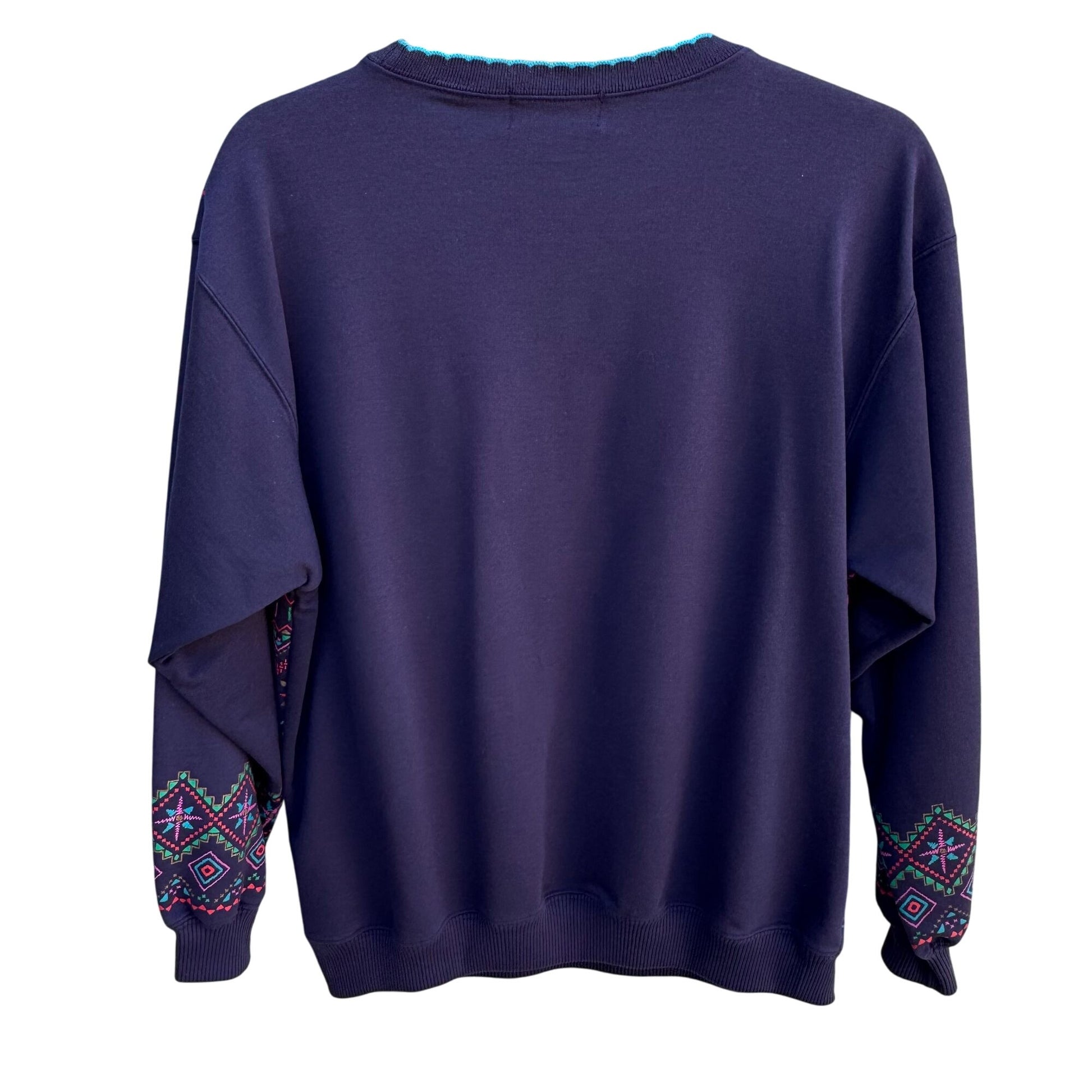 Blast Vintage 80s Cottage Geometric Purple Long Sleeve Pullover Sweatshirt M