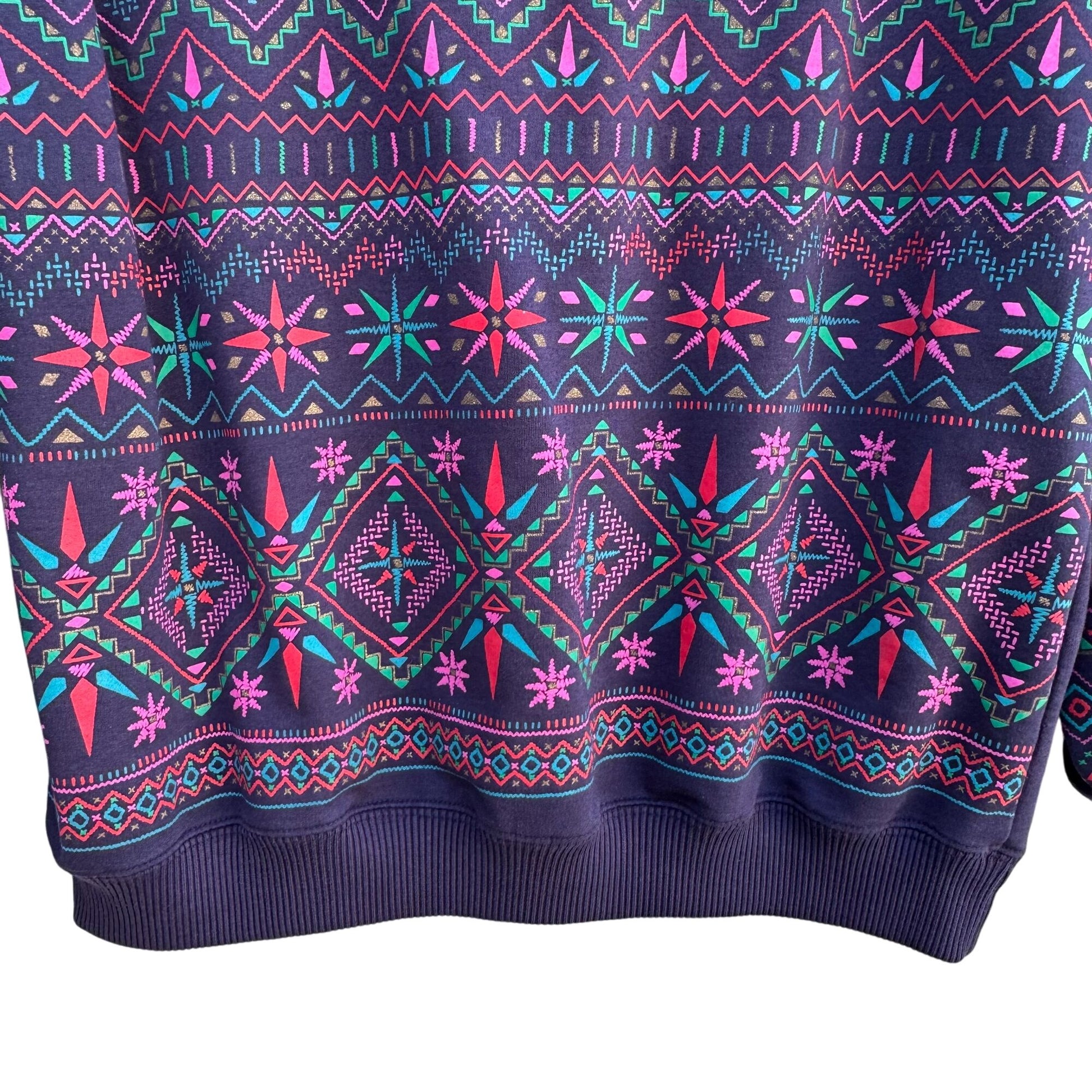 Blast Vintage 80s Cottage Geometric Purple Long Sleeve Pullover Sweatshirt M
