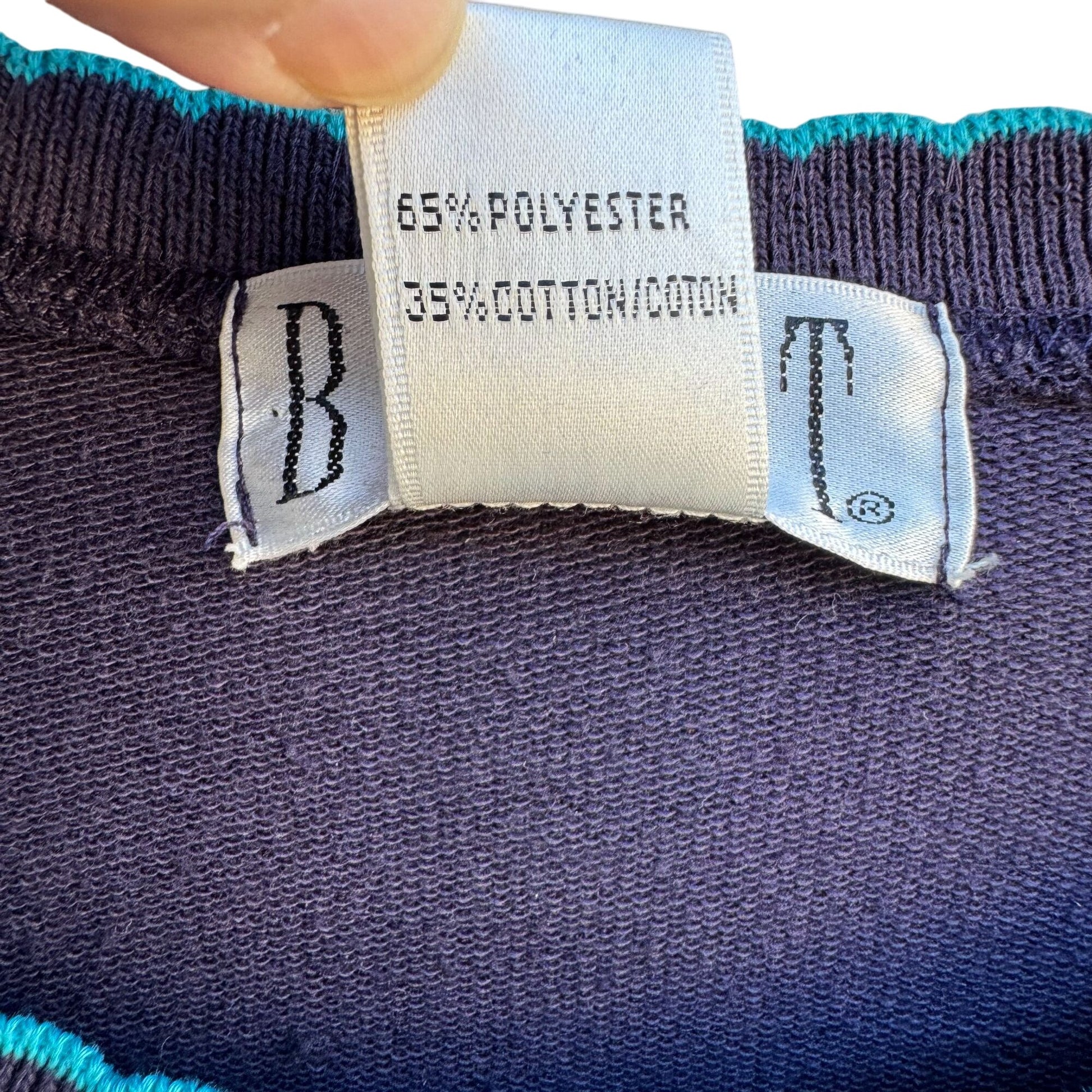 Blast Vintage 80s Cottage Geometric Purple Long Sleeve Pullover Sweatshirt M