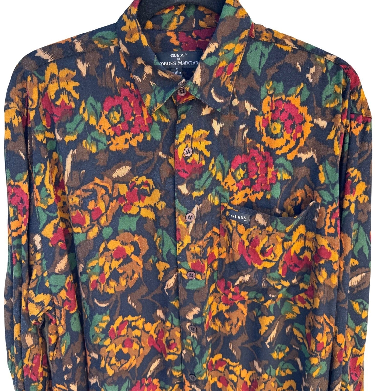 Guess Georges Marciano Vintage 90s Mens Small Floral Button Up Shirt IW77398