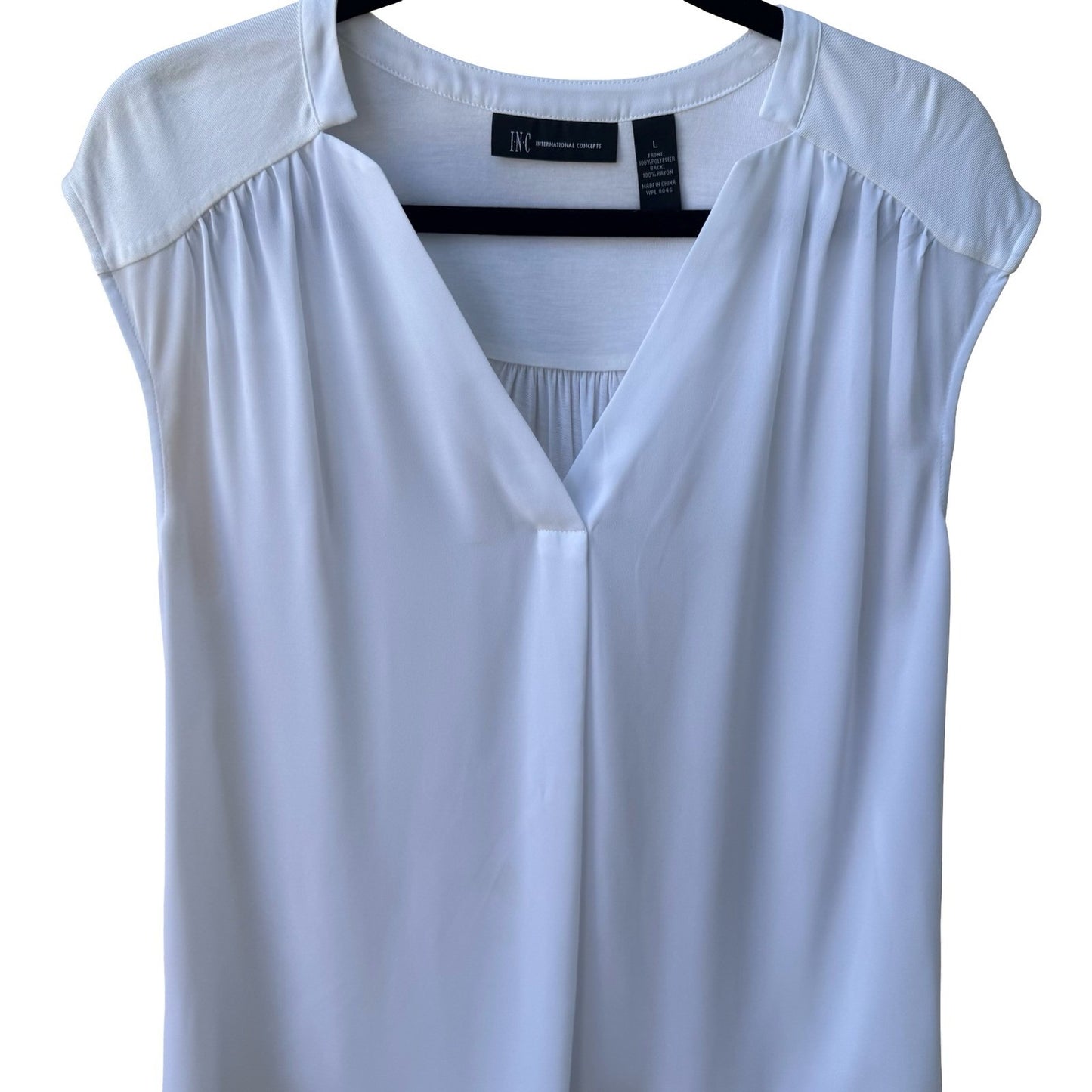 INC Minimalist Coastal Clean Girl Layering Neo Romance Airy Blouse White L NEW