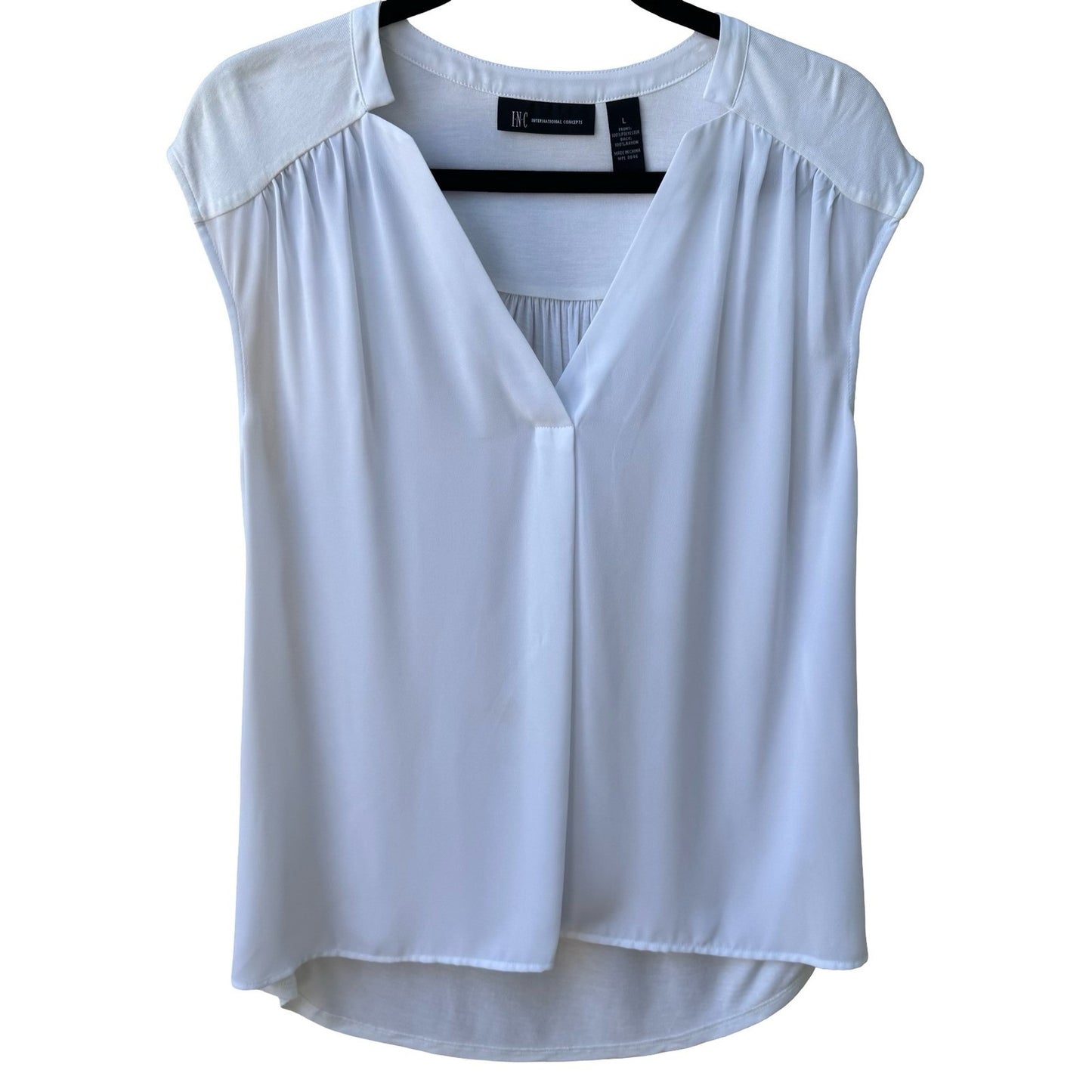 INC Minimalist Coastal Clean Girl Layering Neo Romance Airy Blouse White L NEW