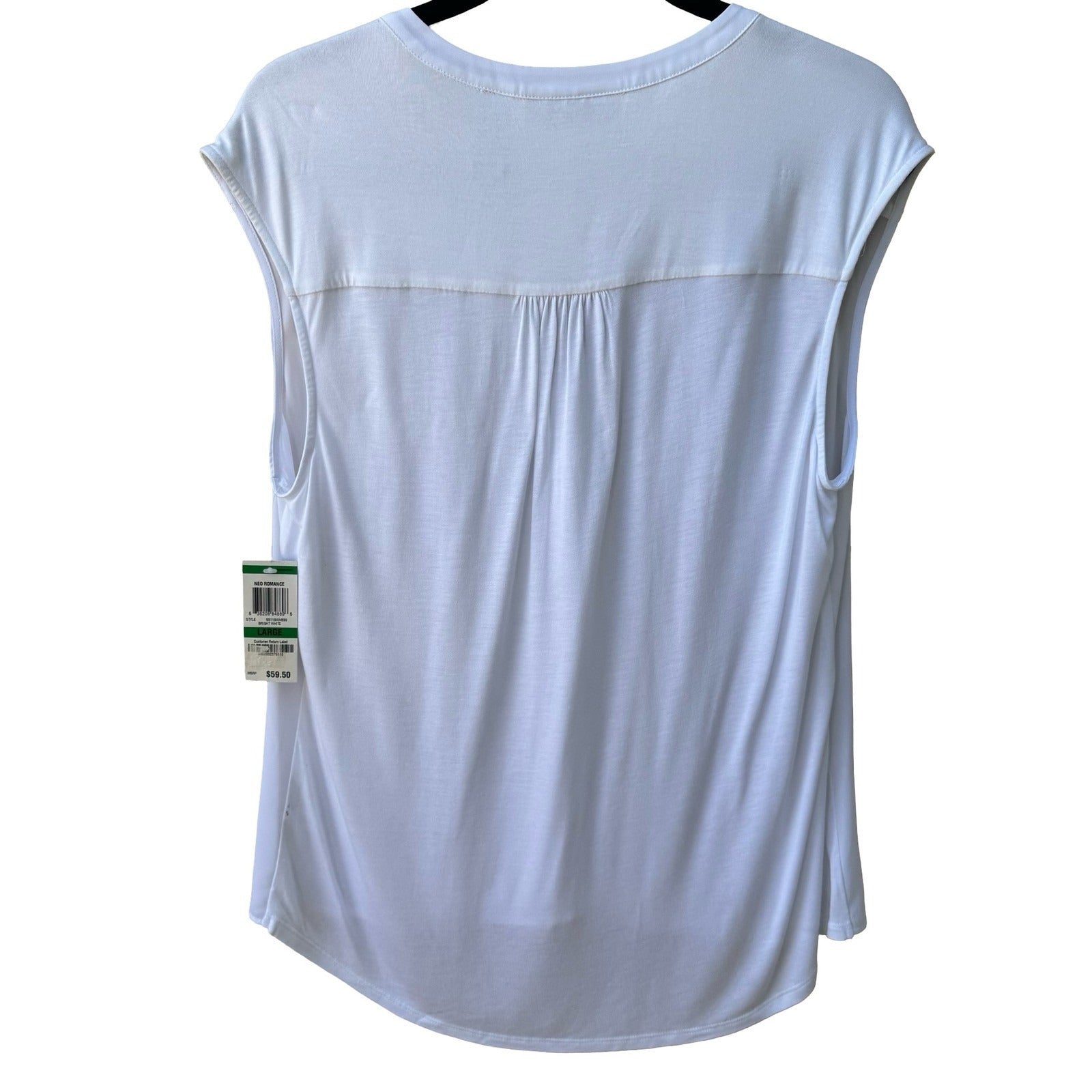 INC Minimalist Coastal Clean Girl Layering Neo Romance Airy Blouse White L NEW