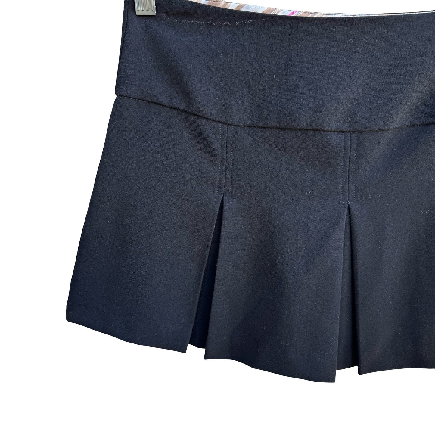 Rewind Y2K Grunge Schoolgirl Mall Goth Pleated Low Rise Micro Mini Skirt Black M