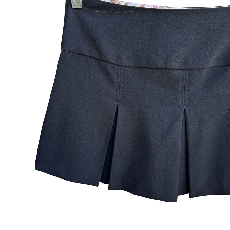Rewind Y2K Grunge Schoolgirl Mall Goth Pleated Low Rise Micro Mini Skirt Black M