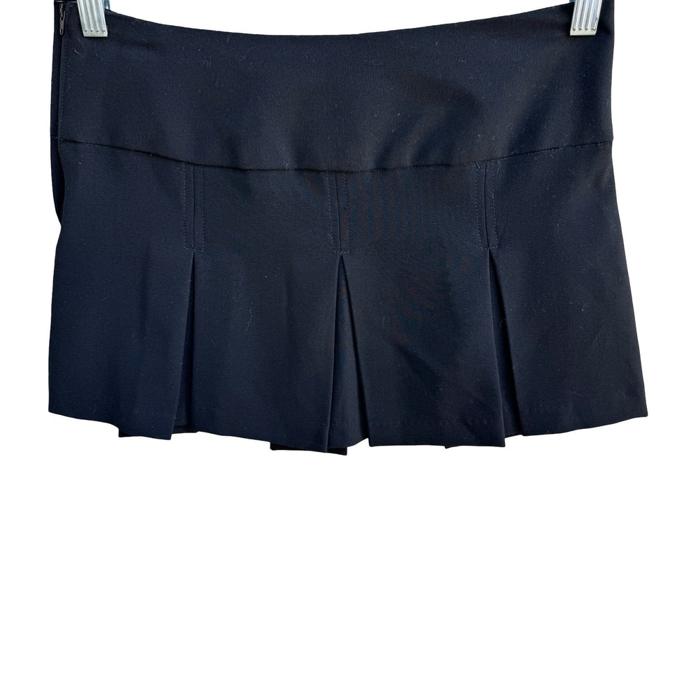 Rewind Y2K Grunge Schoolgirl Mall Goth Pleated Low Rise Micro Mini Skirt Black M