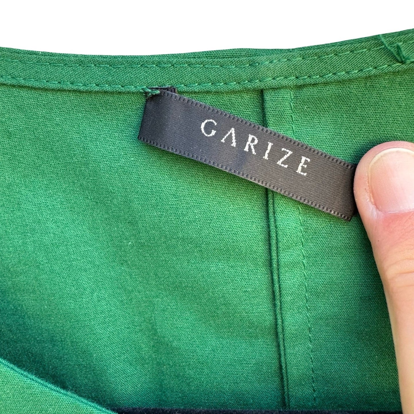 Garize Minimalist Tailored Preppy Tie Front Sleeveless Clean Girl Blouse Green S