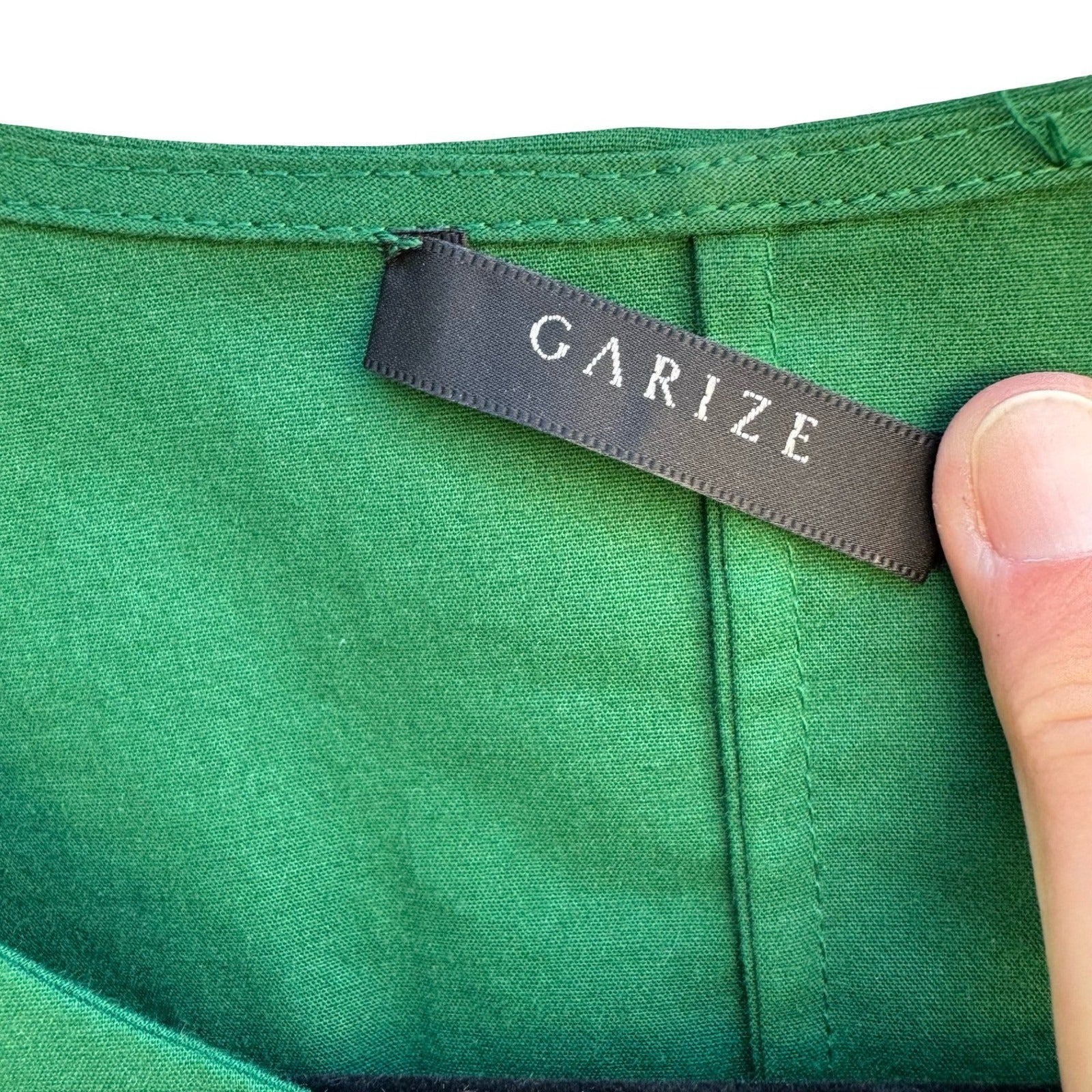 Garize Minimalist Tailored Preppy Tie Front Sleeveless Clean Girl Blouse Green S