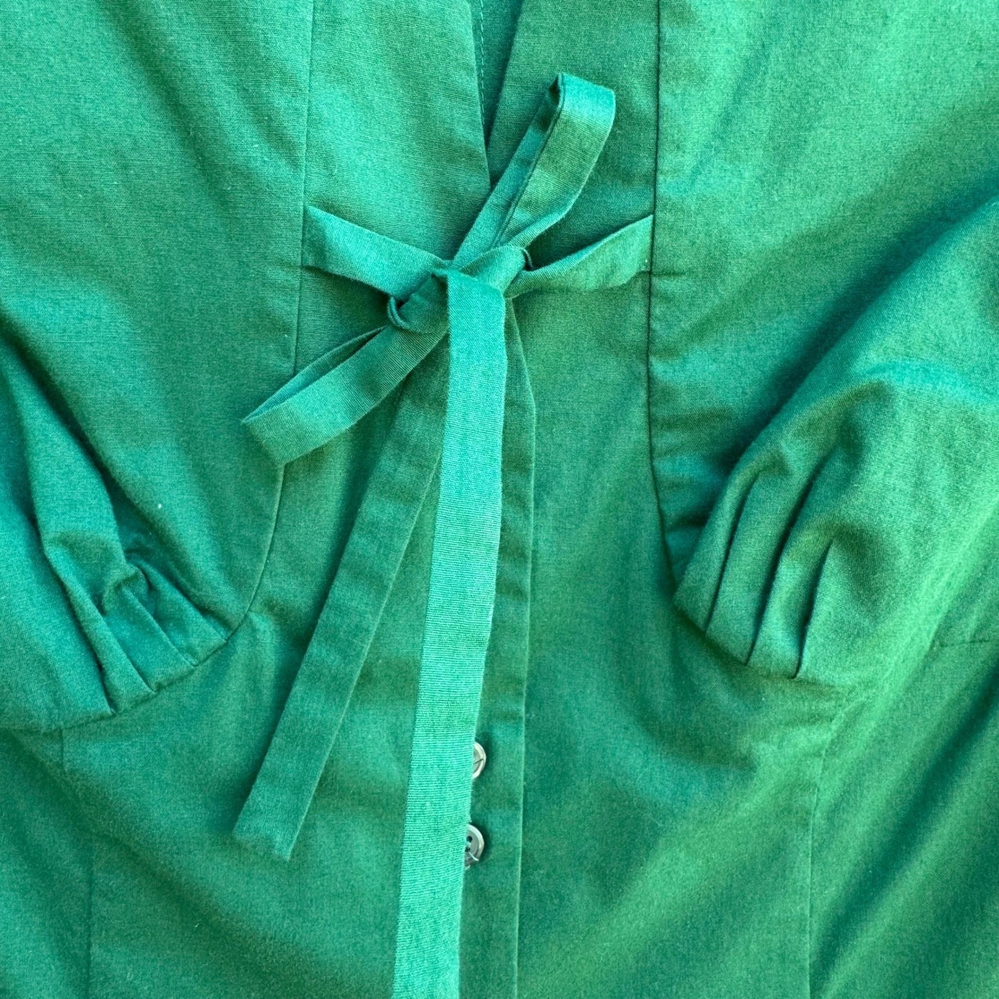Garize Minimalist Tailored Preppy Tie Front Sleeveless Clean Girl Blouse Green S