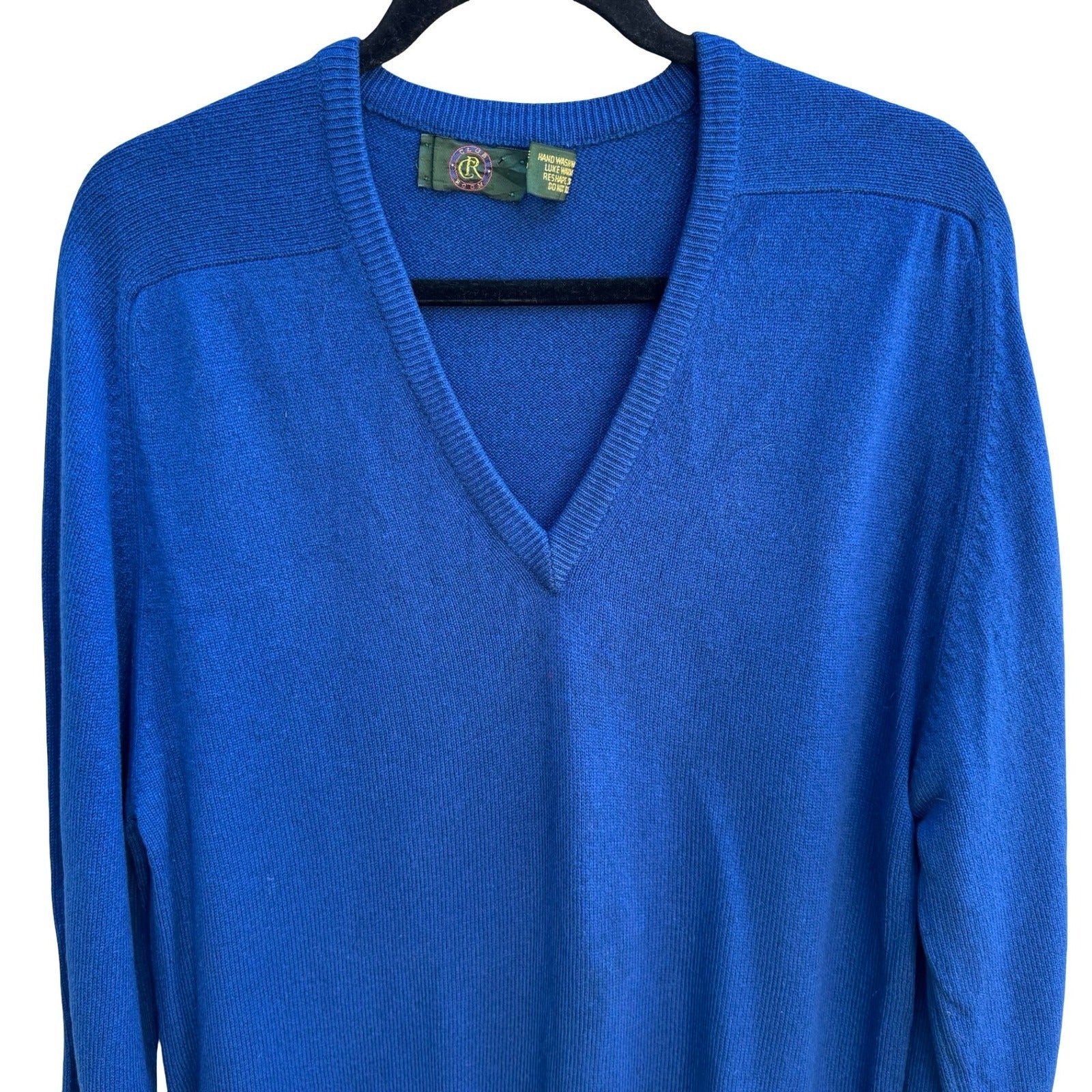 Club Room 100% Scottish Cashmere Quiet Luxury Preppy Sweater Royal Blue Mens 42