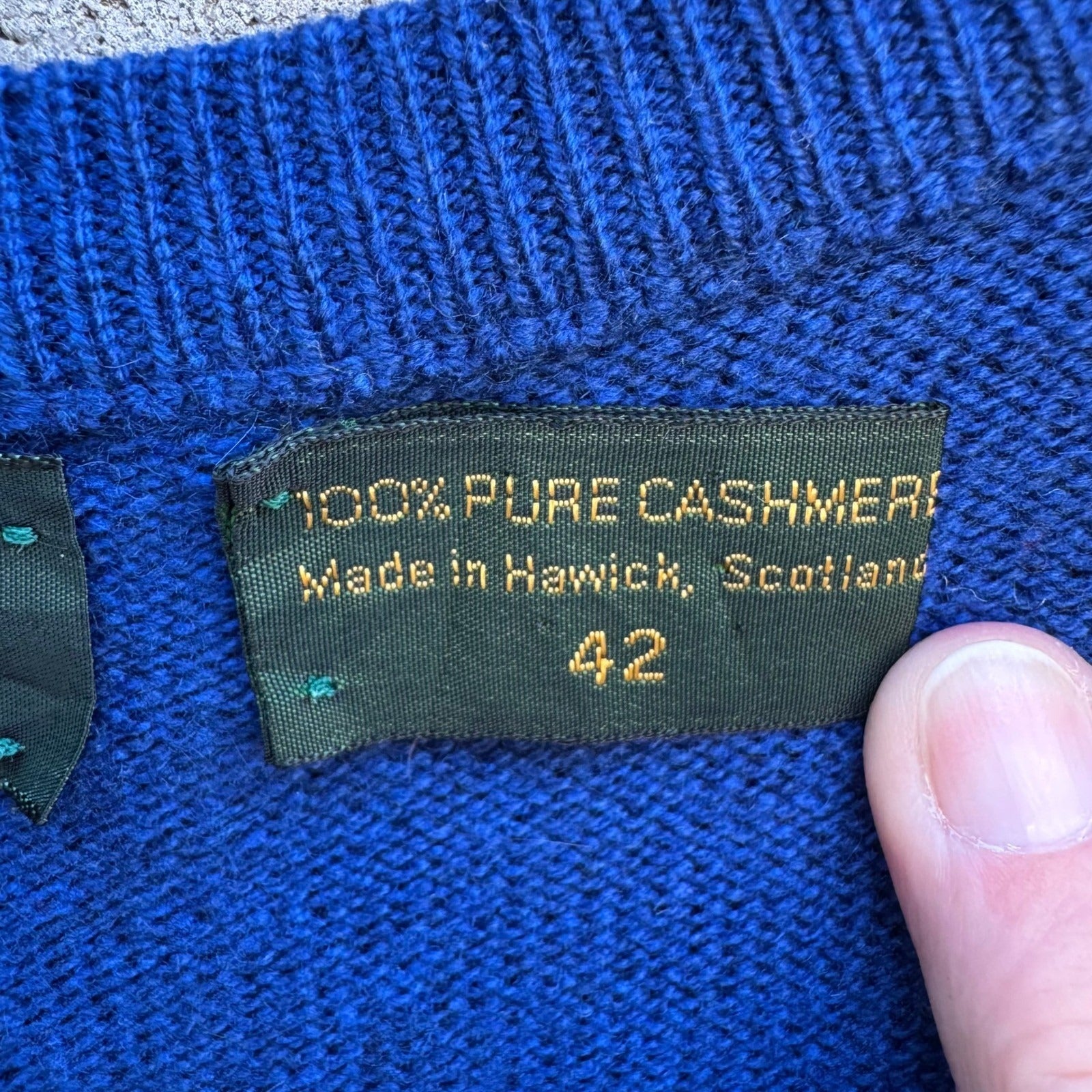 Club Room 100% Scottish Cashmere Quiet Luxury Preppy Sweater Royal Blue Mens 42
