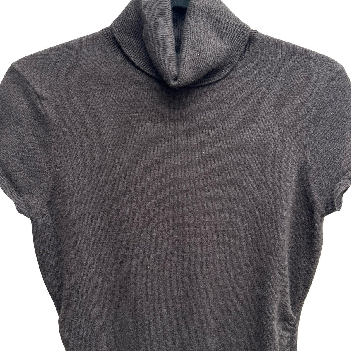 Ann Taylor Cashmere Quiet Luxury Minimalist Ruched Turtleneck Sweater Brown M