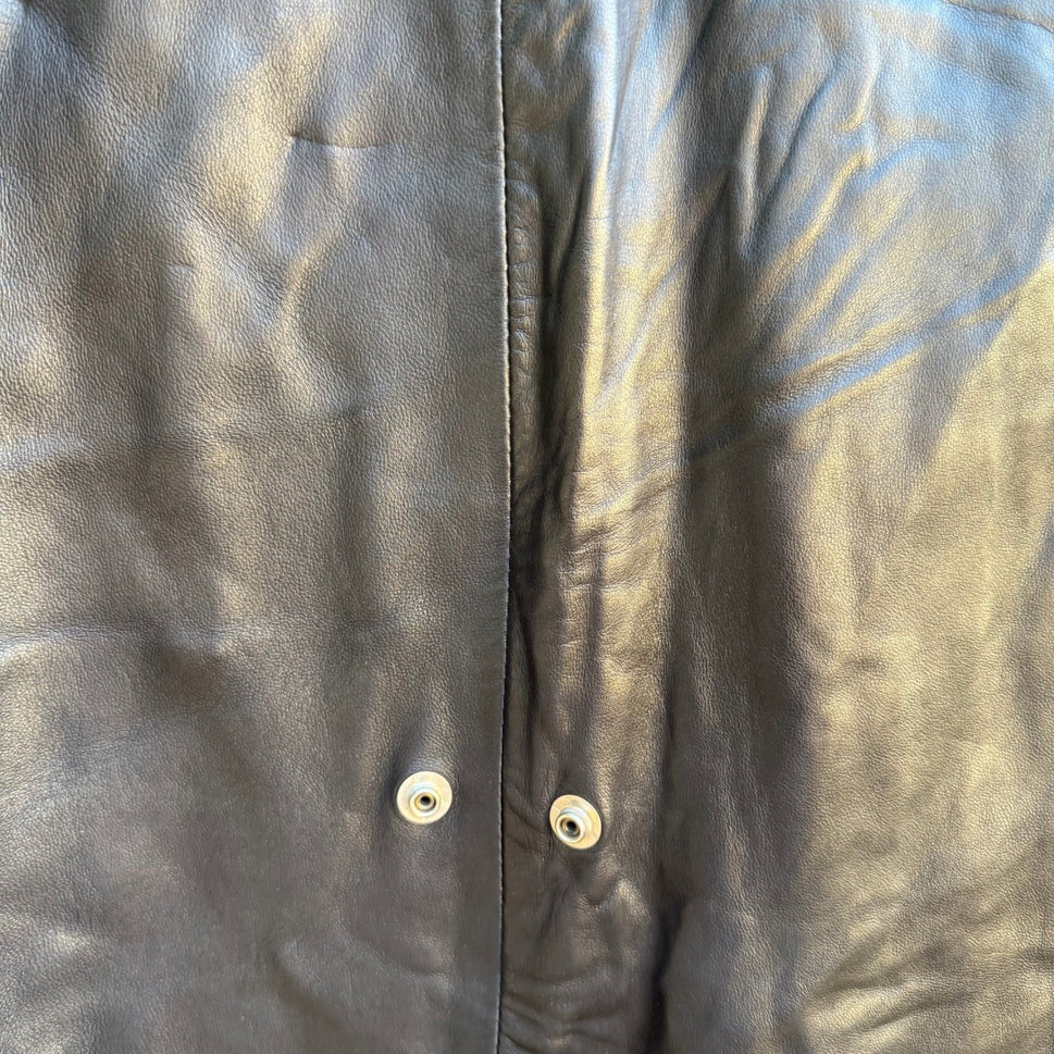Positano Pelle Vintage 90s Grunge Goth Biker Edgy Black Leather Longline Vest S