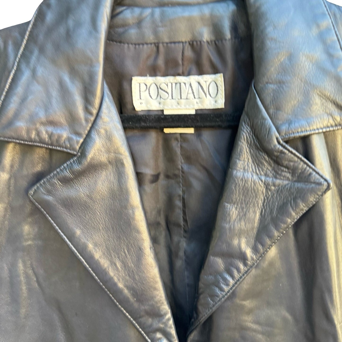 Positano Pelle Vintage 90s Grunge Goth Biker Edgy Black Leather Longline Vest S