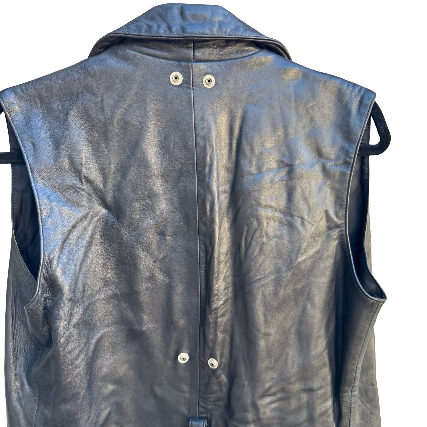 Positano Pelle Vintage 90s Grunge Goth Biker Edgy Black Leather Longline Vest S