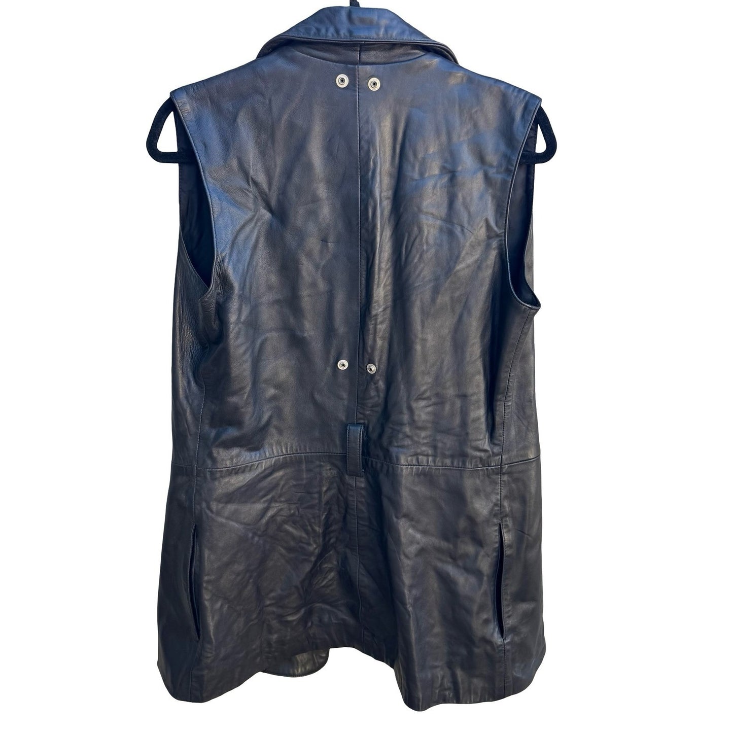 Positano Pelle Vintage 90s Grunge Goth Biker Edgy Black Leather Longline Vest S