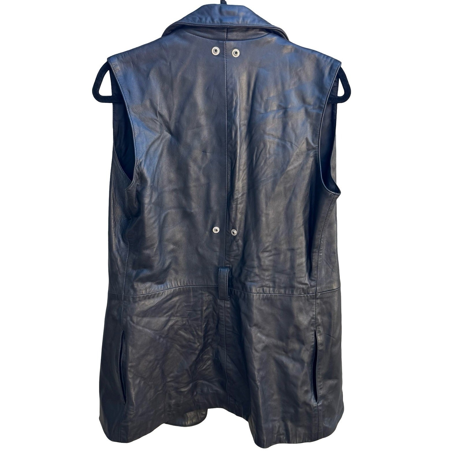 Positano Pelle Vintage 90s Grunge Goth Biker Edgy Black Leather Longline Vest S
