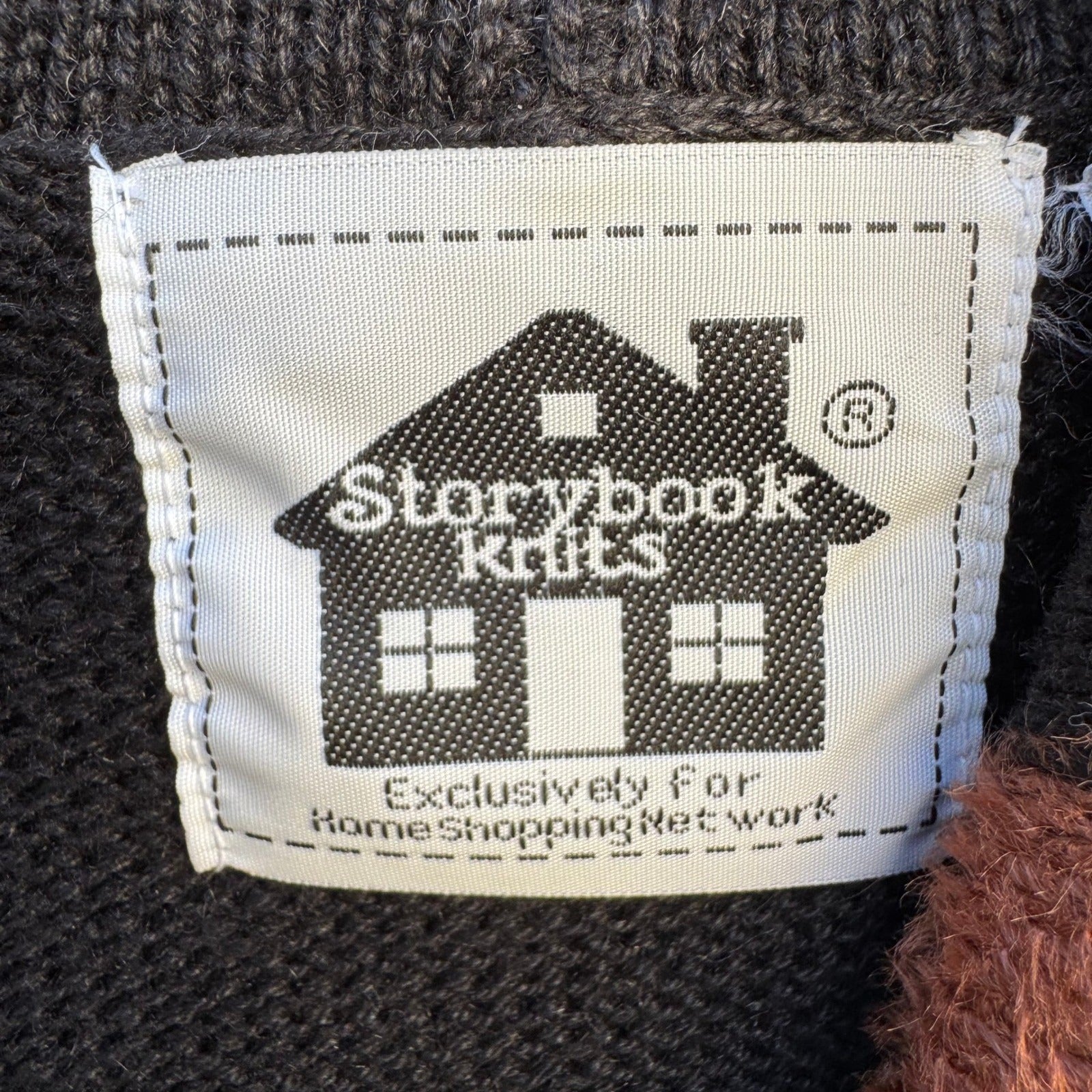 Storybook Knits Black Shawl Collar Cardigan Animal Print Tassels Size S Vintage