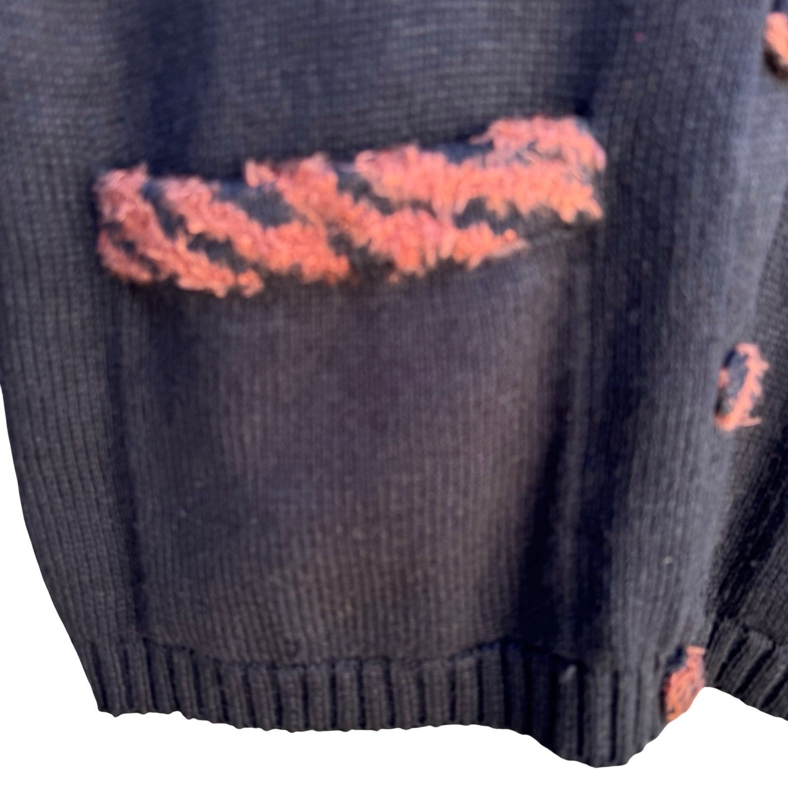 Storybook Knits Black Shawl Collar Cardigan Animal Print Tassels Size S Vintage