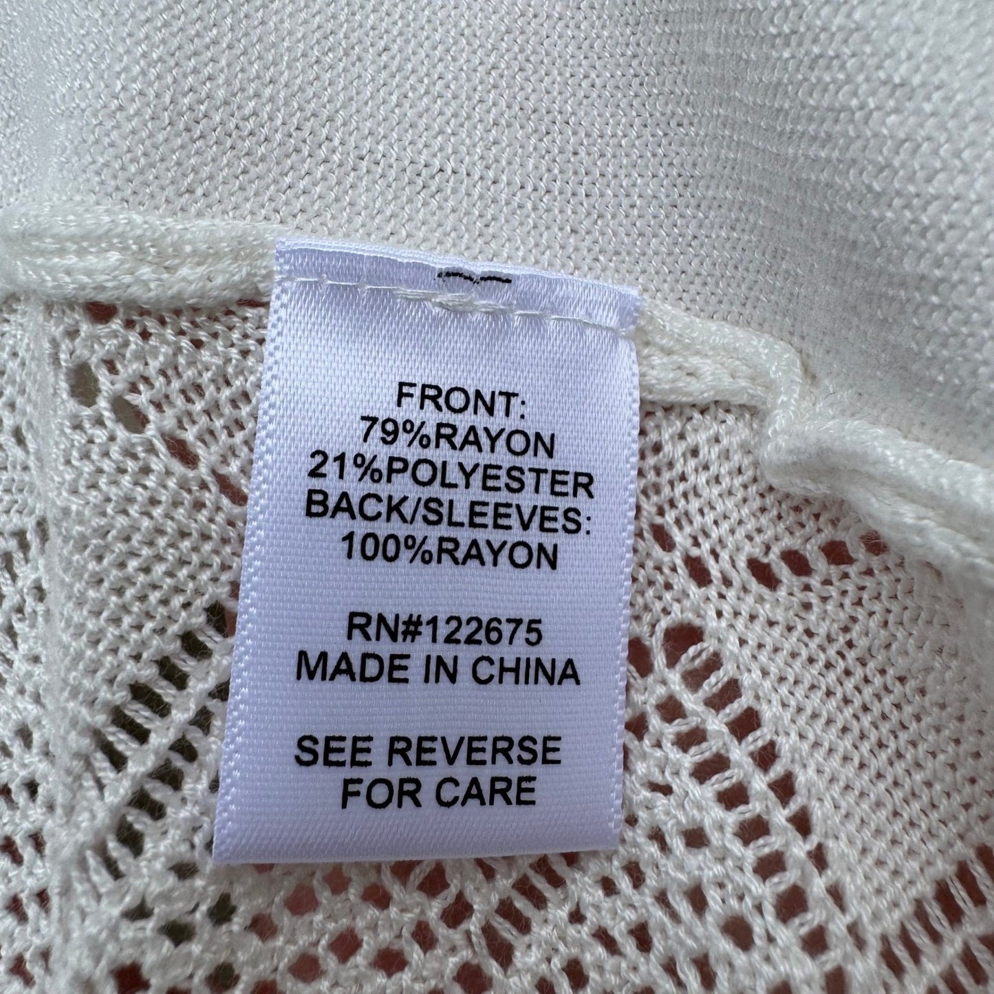 Sienna & Sage White Pointelle Open Front Cardigan Sweater Womens L NEW Coastal