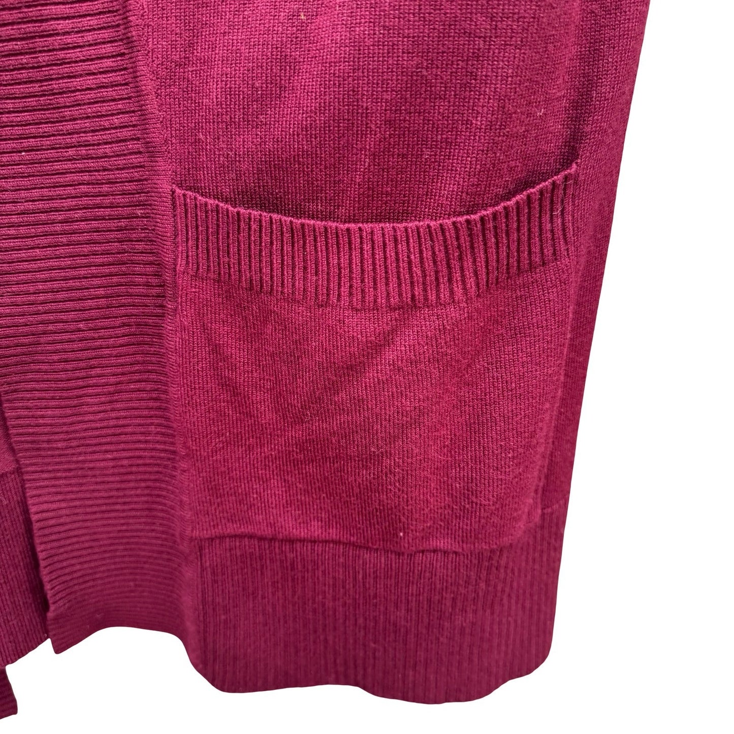 Cielo Womens Burgundy Open Front Knit Cardigan Shawl Collar Pockets Size Large
