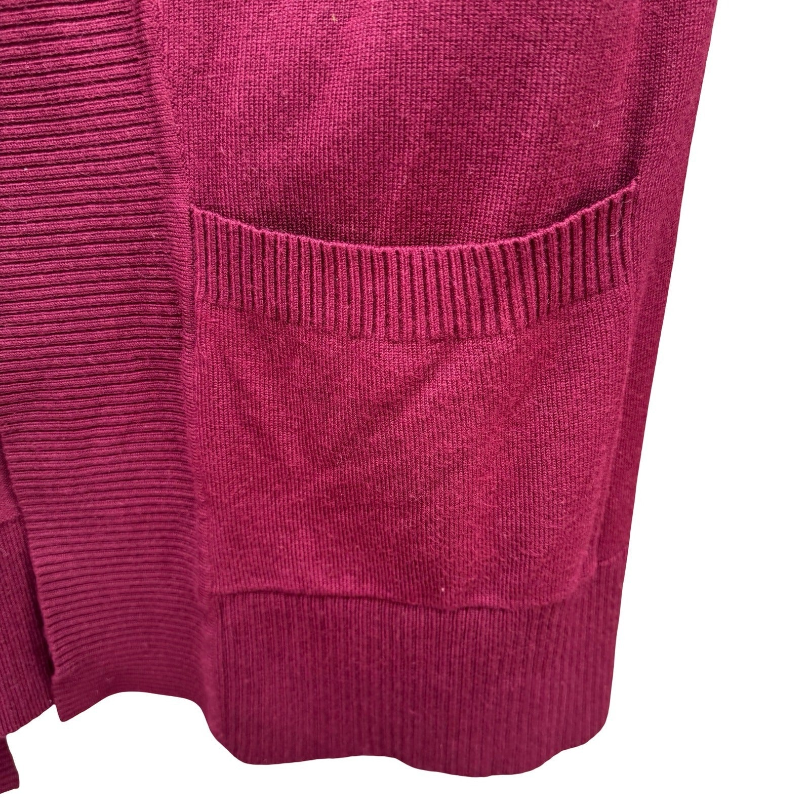 Cielo Womens Burgundy Open Front Knit Cardigan Shawl Collar Pockets Size Large