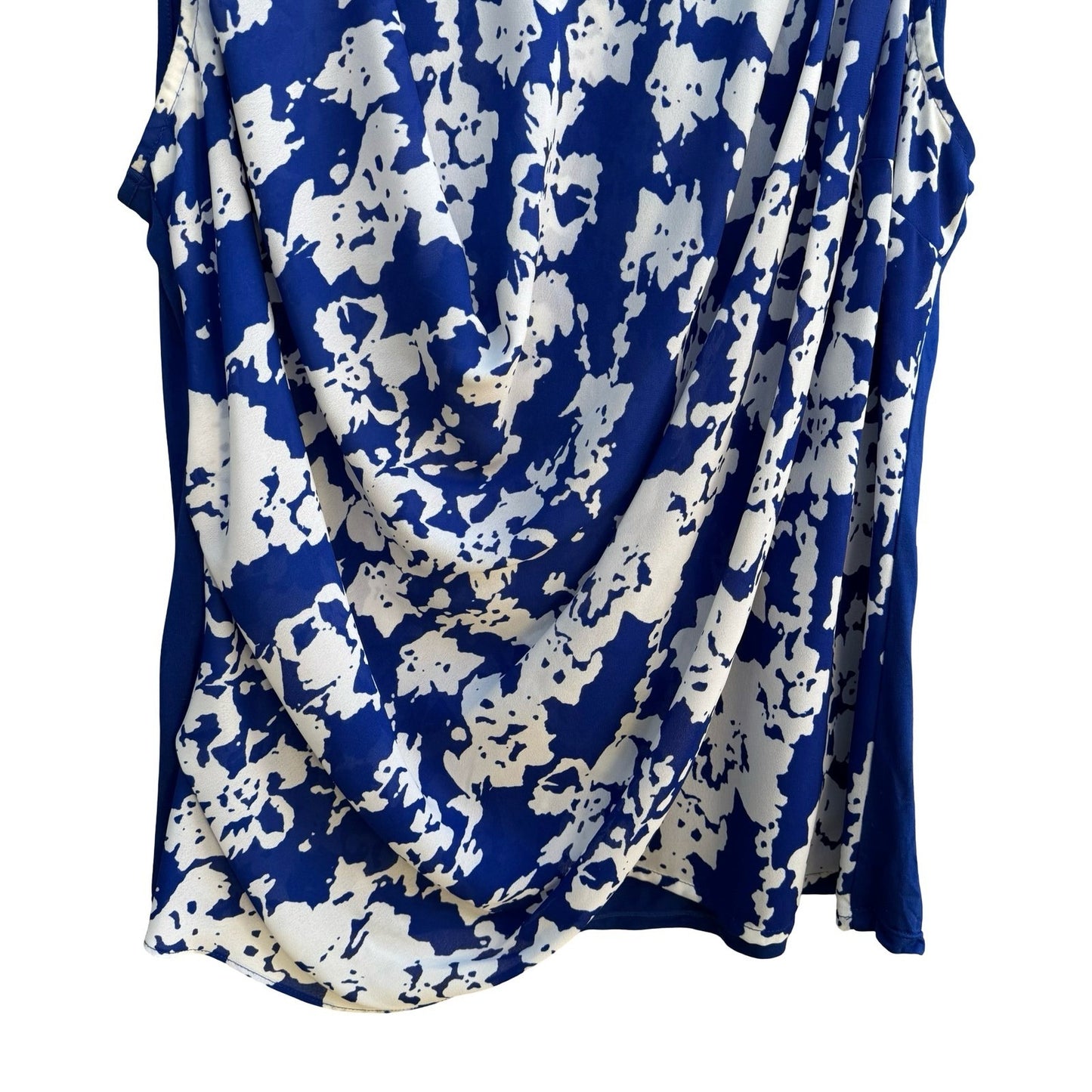 Alfani Professional Careerwear Abstract Floral Cowl Neck Pleated Draped Blouse L