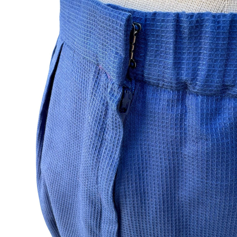 Eneste Vintage 80s Blue Houndstooth Skirt Suit Set Size 4 Short Sleeve Blazer