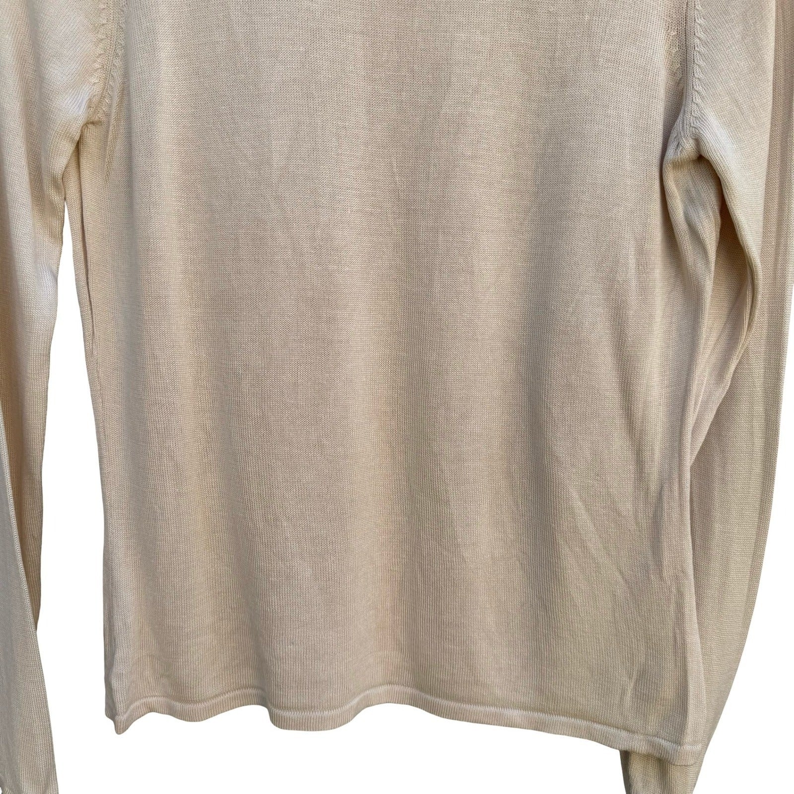 Valerie Stevens Petites Pure Silk Sweater Cream Crew Neck Long Sleeve PS Ivory