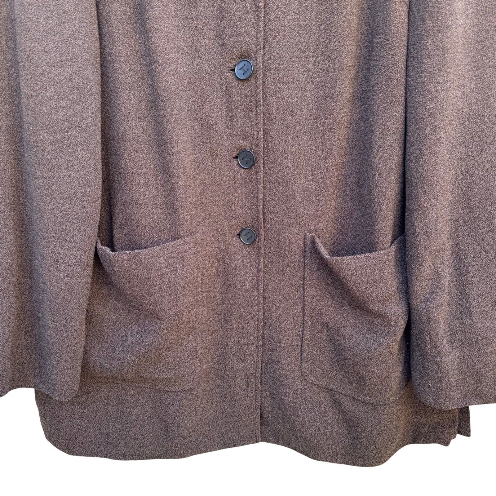 Isaac Mizrahi Brown Woven Mandarin Collar Blazer Jacket Womens 14 Vintage Style