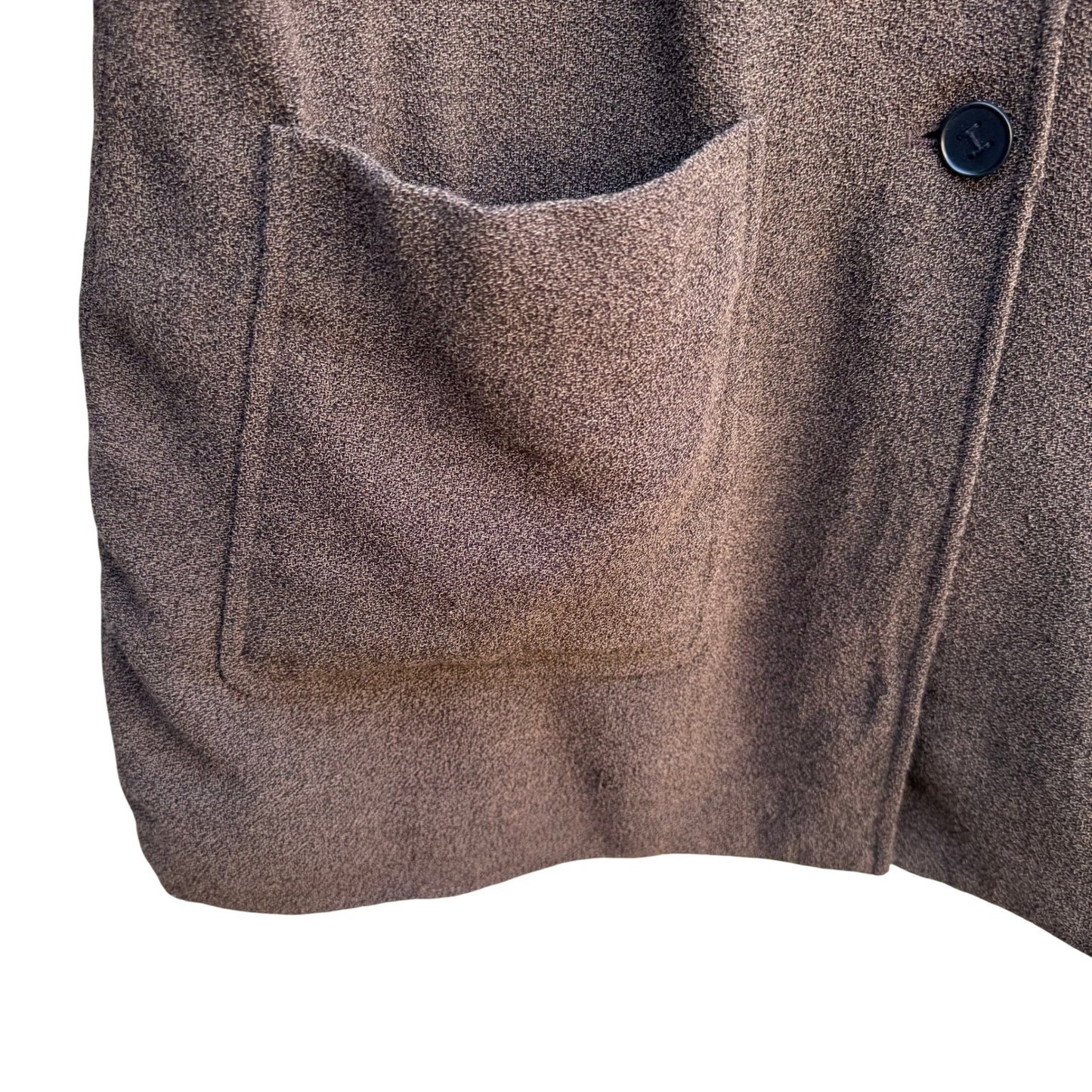 Isaac Mizrahi Brown Woven Mandarin Collar Blazer Jacket Womens 14 Vintage Style