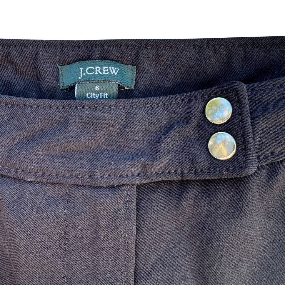 J.Crew Womens Black Stretch Heavyweight Straight Leg Zip Pockets Trousers Pants 6