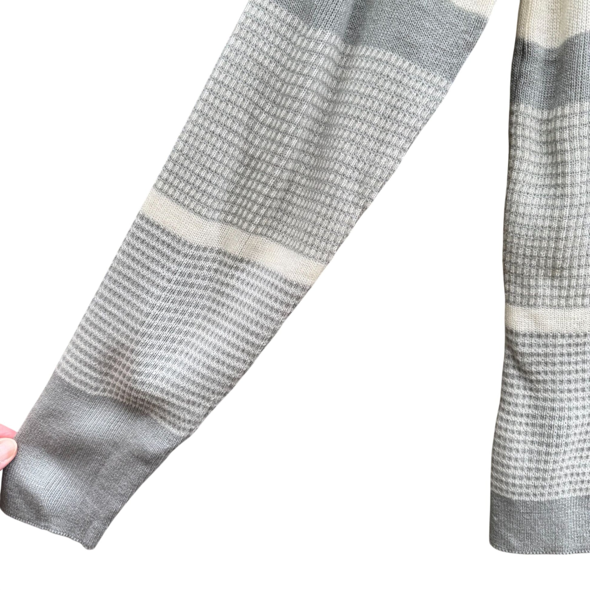 Georgie Porgie Vintage 70s Womens Striped Cowl Neck Sweater Gray Ivory Rib Knit