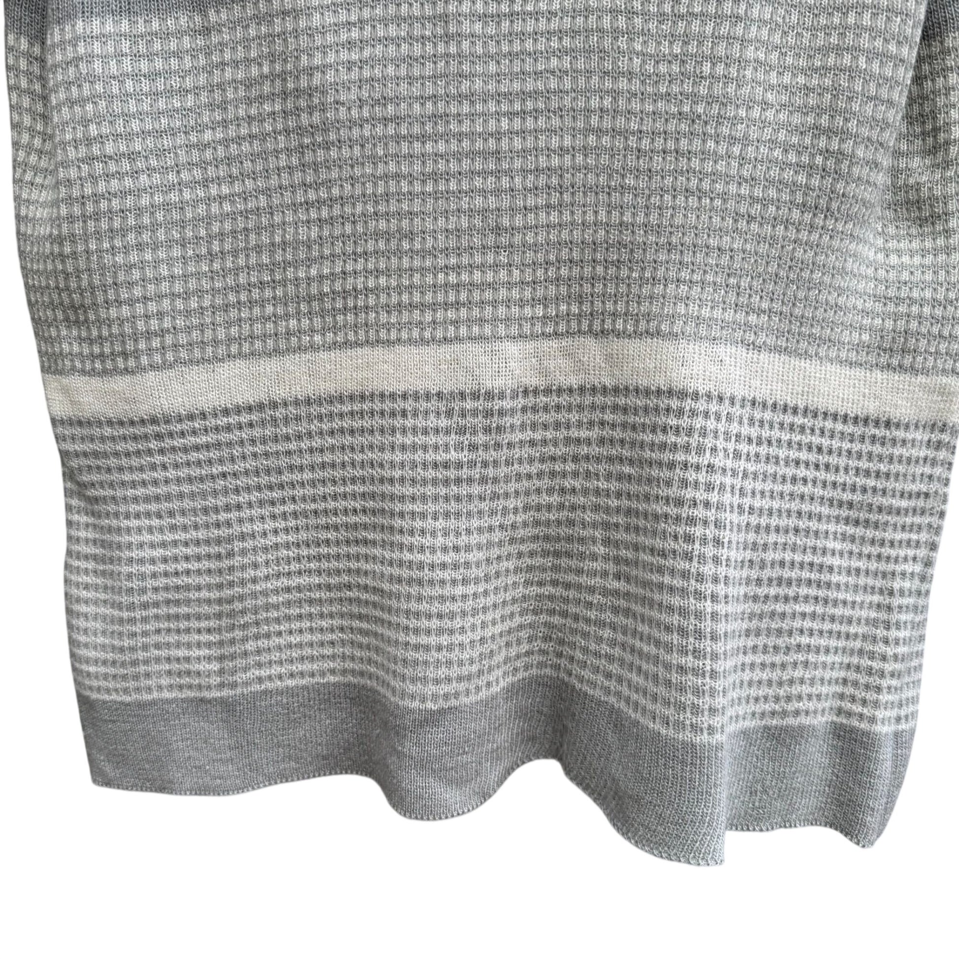 Georgie Porgie Vintage 70s Womens Striped Cowl Neck Sweater Gray Ivory Rib Knit