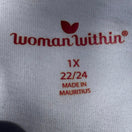 Switch Woman Within White 100% Cotton V-Neck 3/4 Sleeve T-Shirt Plus Size 1X 22/24 2 image