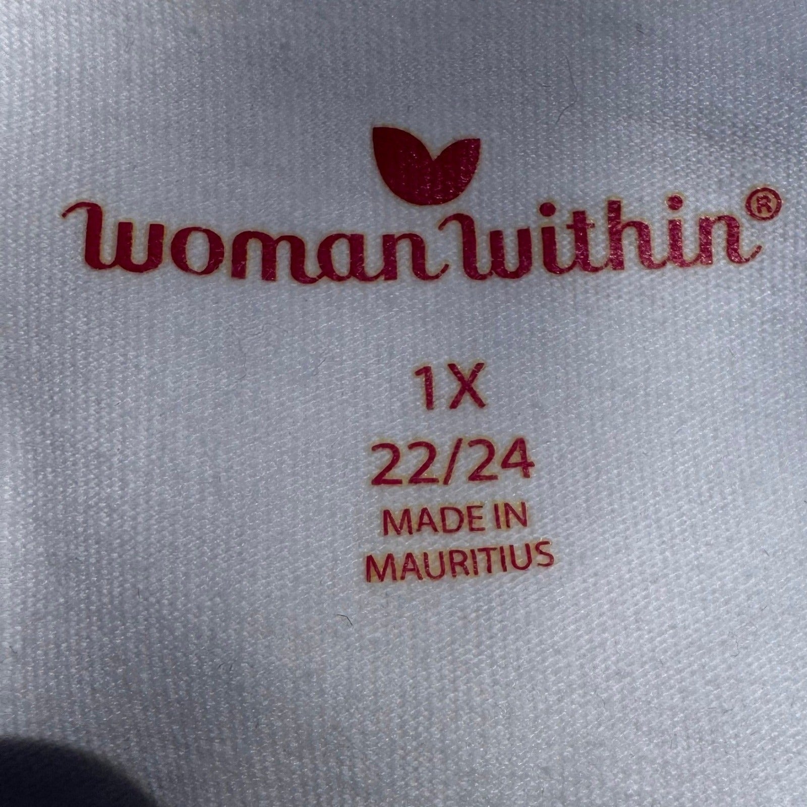 Woman Within White 100% Cotton V-Neck 3/4 Sleeve T-Shirt Plus Size 1X 22/24