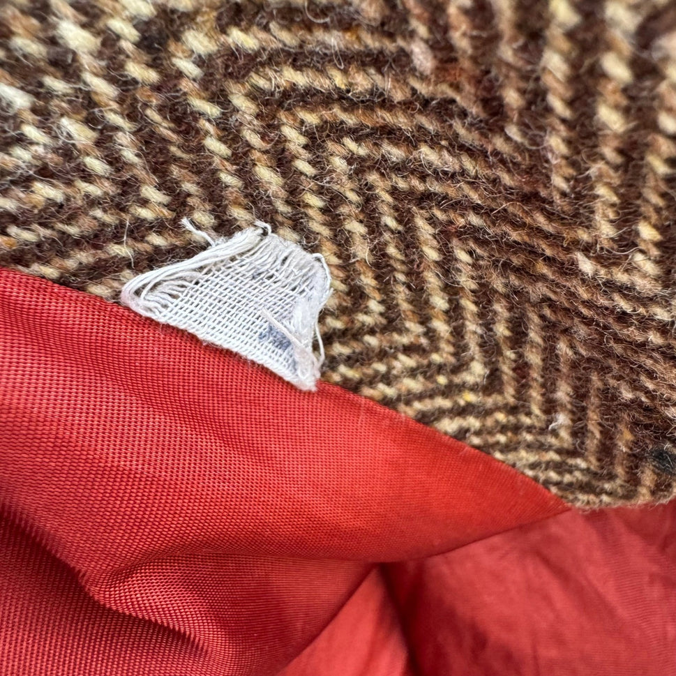 Vintage Brown Herringbone Blazer Womens Academic Tweed Wool Style Retro Jacket