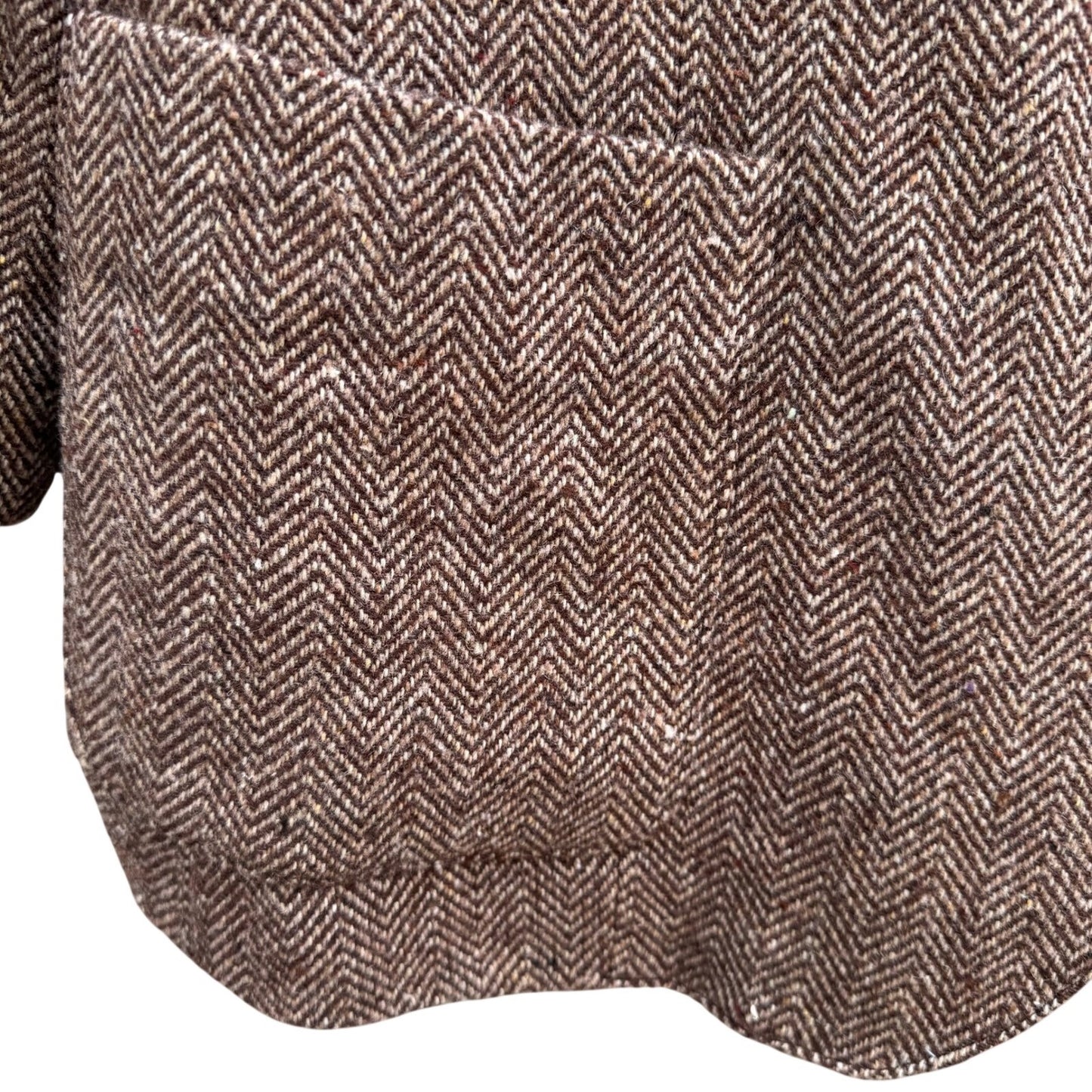 Vintage Brown Herringbone Blazer Womens Academic Tweed Wool Style Retro Jacket