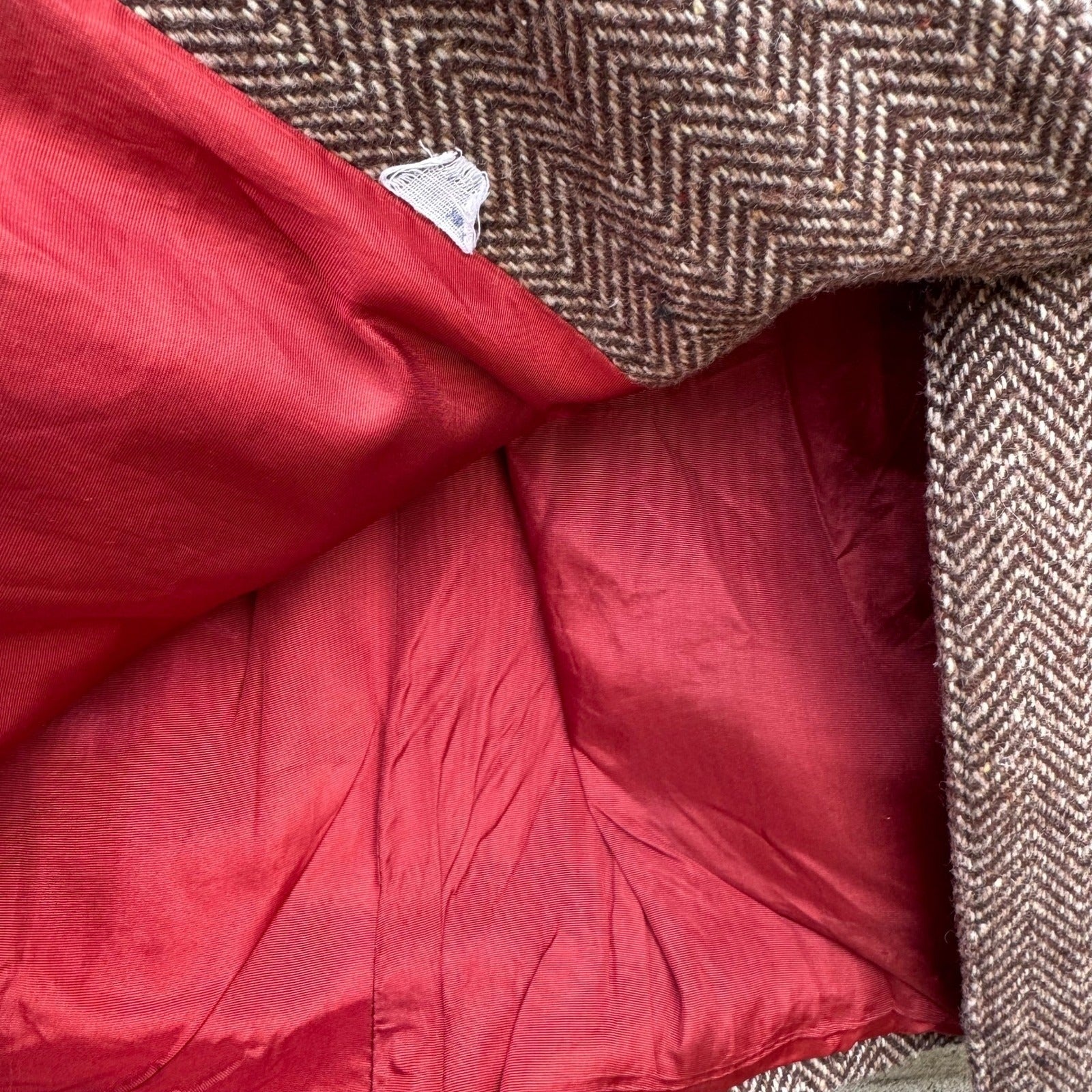 Vintage Brown Herringbone Blazer Womens Academic Tweed Wool Style Retro Jacket